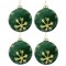 Northlight Velvet Glass Christmas Ball Ornaments with Gold Snowflakes - 3" (75mm) - Green - 4ct